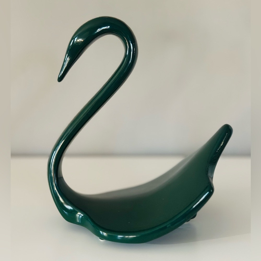 GREEN SALE 🍀 Dark green ceramic swan - Picture 2 of 12